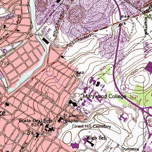 Topographic Map of William G McGowan Center for Graduate and Professional Studies, PA
