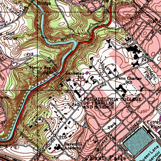 Topographic Map of Maurice S Kanbar Campus Center, PA