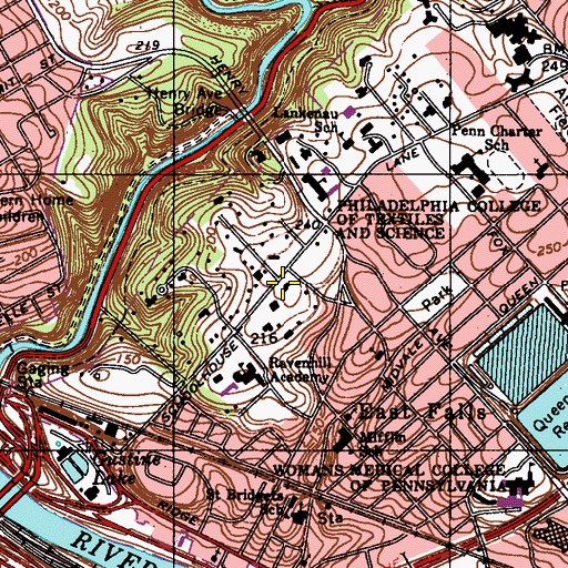 Topographic Map of President's House - Philadelphia University, PA