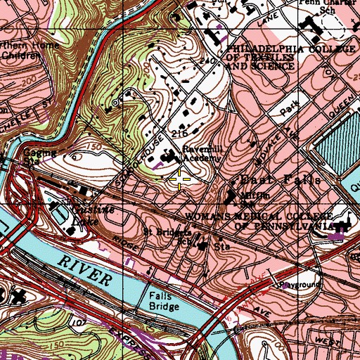 Topographic Map of Ravenhill Athletic Field, PA