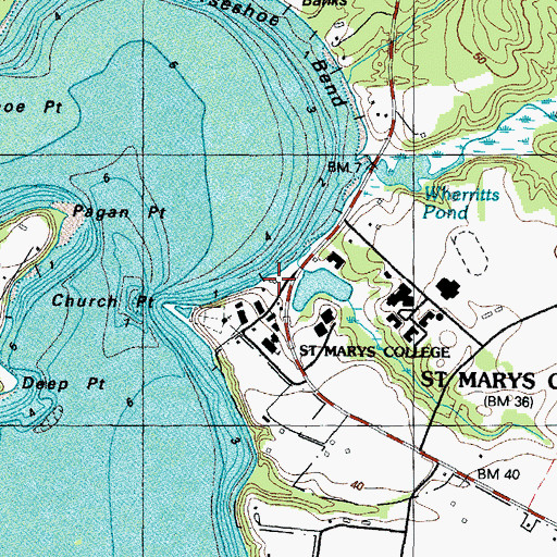 Topographic Map of Teddy Turner Sailing Center, MD