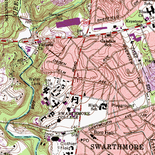 Topographic Map of Ashton House, PA