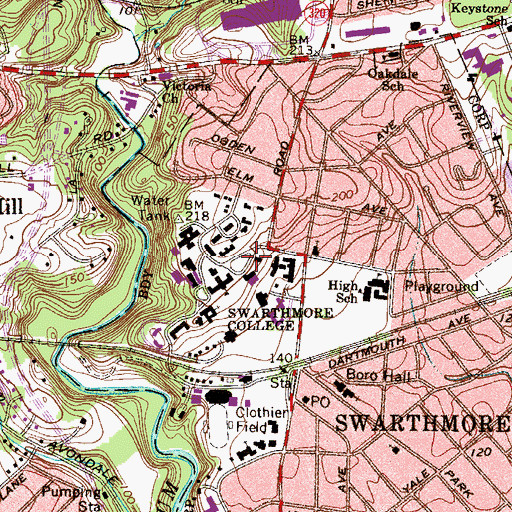 Topographic Map of Cunningham House, PA