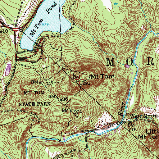 Topographic Map of Mount Tom, CT