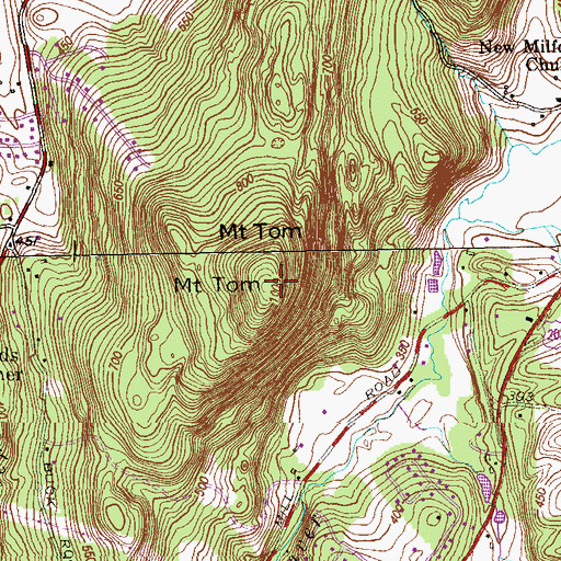 Topographic Map of Mount Tom, CT