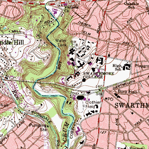 Topographic Map of Sproul Alumni Center, PA