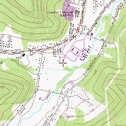 Topographic Map of James Baldwin House, PA