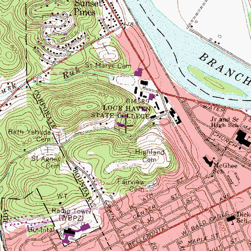 Topographic Map of Morris De Turk High Hall, PA