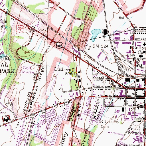 Topographic Map of Refectory, PA