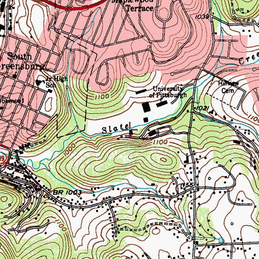 Topographic Map of Lynch Hall, PA