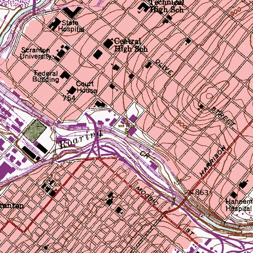 Topographic Map of Communcations Wing, PA