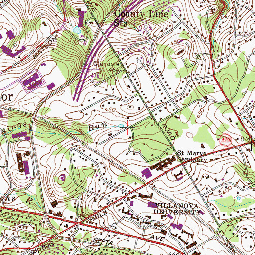 Topographic Map of Burns Hall, PA