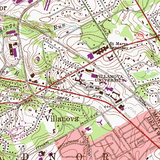 Topographic Map of Tolentine Hall, PA