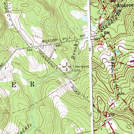 Topographic Map of Townsend Cemetery, CT