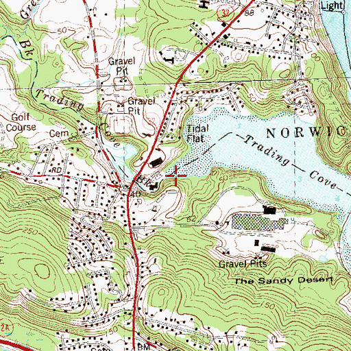 Topographic Map of Trading Cove Brook, CT