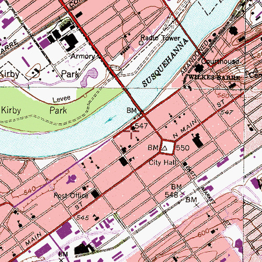 Topographic Map of Attorney Gilbert Stuart McClintock Hall, PA