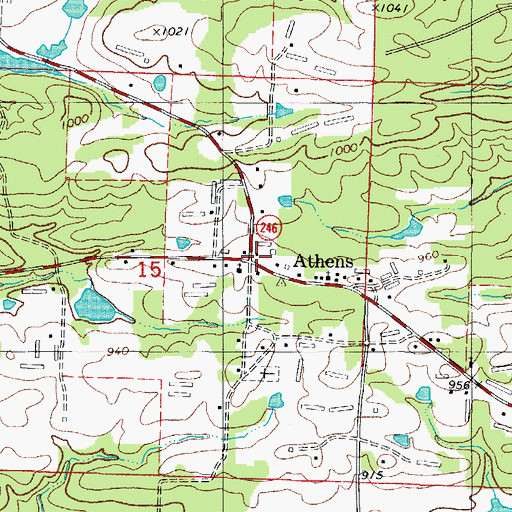 Topographic Map of Athens Fire Department, AR