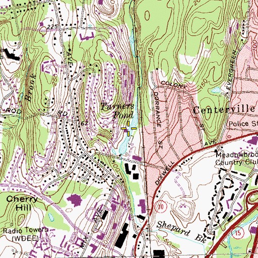Topographic Map of Turners Pond, CT