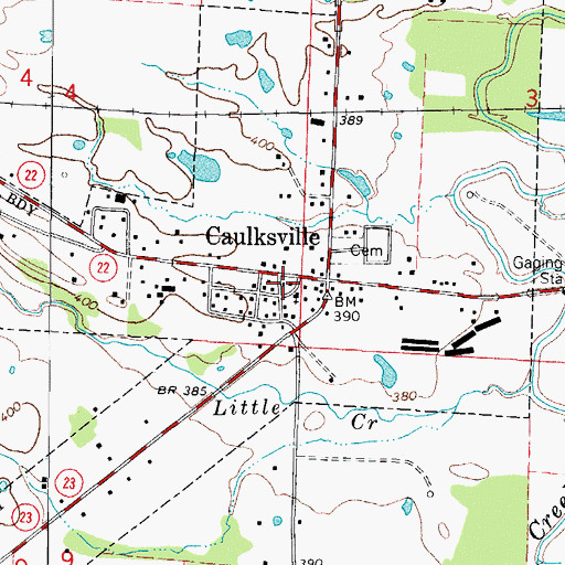 Topographic Map of Caulksville Volunteer Fire Department, AR