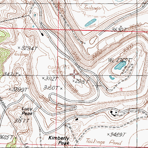 Topographic Map of Bagdad Open Pit Mine, AZ