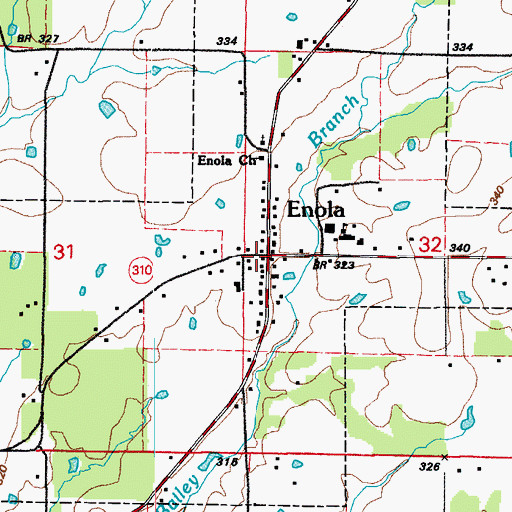 Topographic Map of Enola Volunteer Fire Department, AR