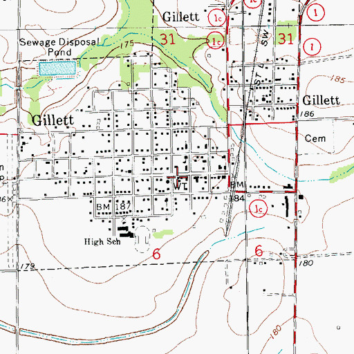 Topographic Map of Gillett Fire Station, AR