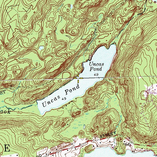 Topographic Map of Uncas Pond, CT