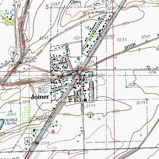 Topographic Map of Joiner Volunteer Fire Department, AR