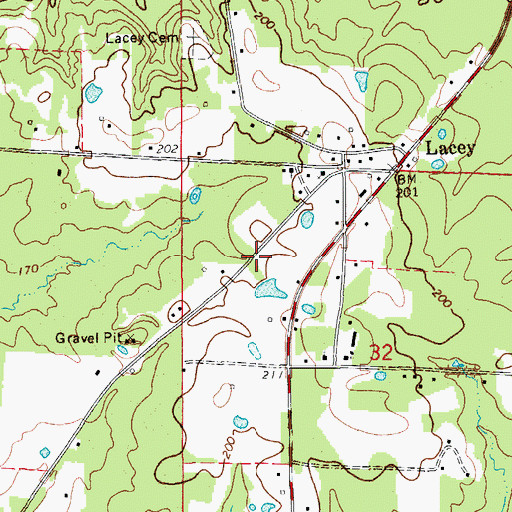 Topographic Map of Lacey Ladelle Volunteer Fire Department Station 2, AR