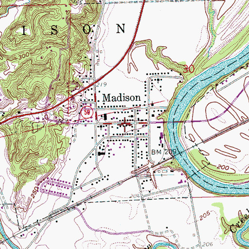 Topographic Map of Madison Fire Department, AR
