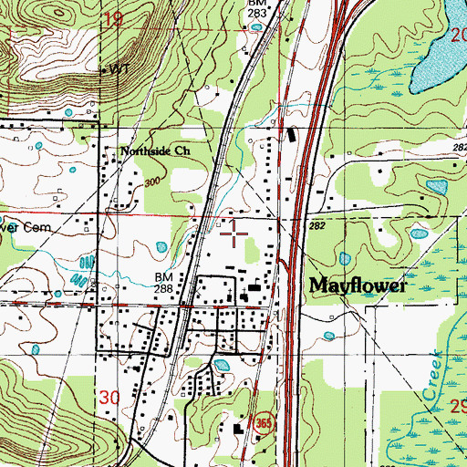 Topographic Map of Mayflower Volunteer Fire Department, AR