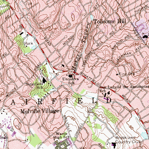 Topographic Map of Unquowa School, CT