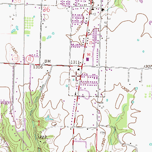 Topographic Map of Pea Ridge Fire Department, AR