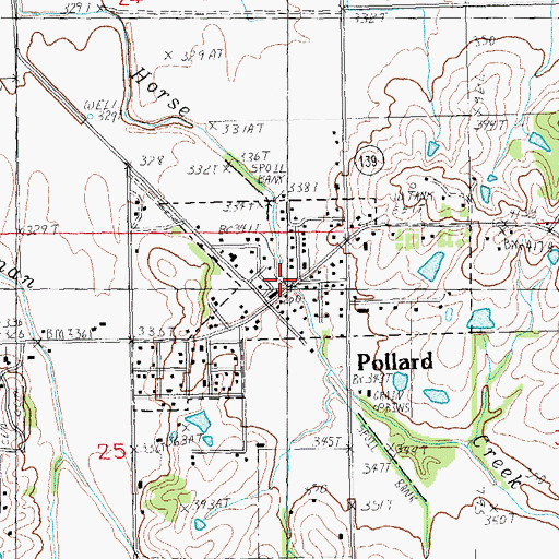 Topographic Map of Pollard Volunteer Fire Department, AR