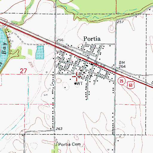 Topographic Map of Portia Volunteer Fire Station, AR