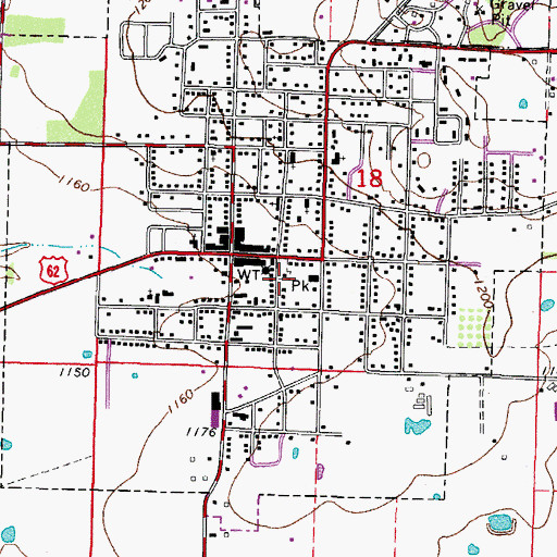 Topographic Map of Prairie Grove Volunteer Fire Department, AR