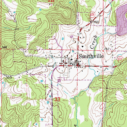 Topographic Map of Smithville Volunteer Fire Department, AR