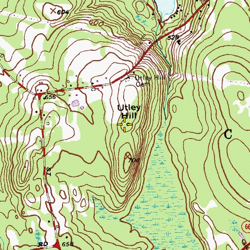Topographic Map of Utley Hill, CT