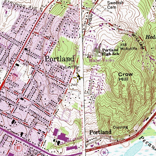 Topographic Map of Valley View School, CT