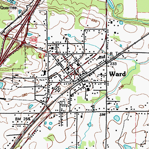 Topographic Map of Ward Volunteer Fire Department Station 1, AR