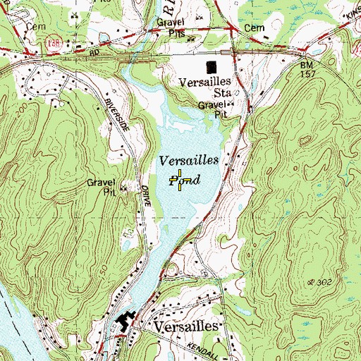 Topographic Map of Versailles Pond, CT
