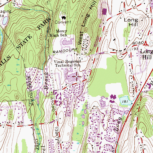Topographic Map of Vinal Regional Technical High School, CT