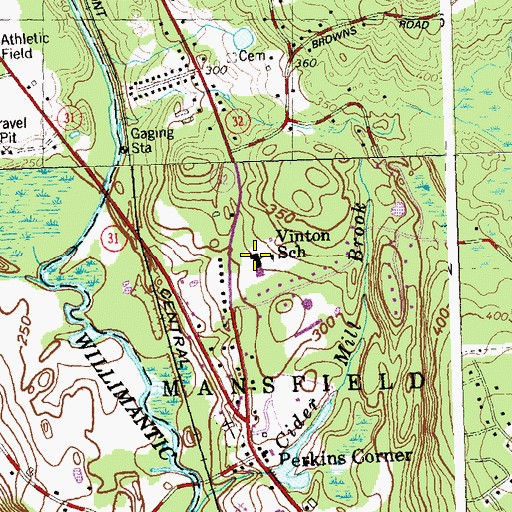 Topographic Map of Annie E Vinton Elementary School, CT