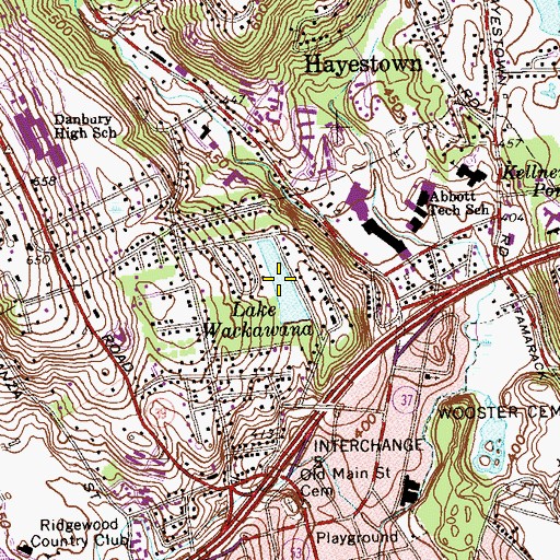 Topographic Map of Lake Wackawana, CT