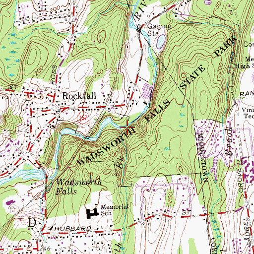 Topographic Map of Wadsworth Brook, CT