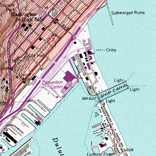 Topographic Map of Waterfront Visitor Information Center, MN