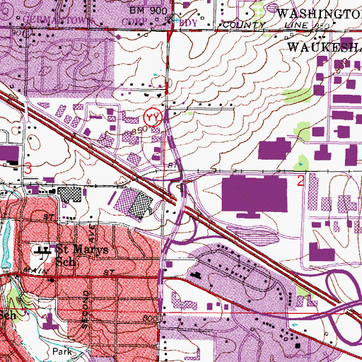 Topographic Map of Interchange 51A, WI