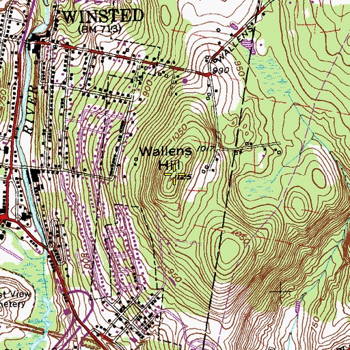 Topographic Map of Wallens Hill, CT