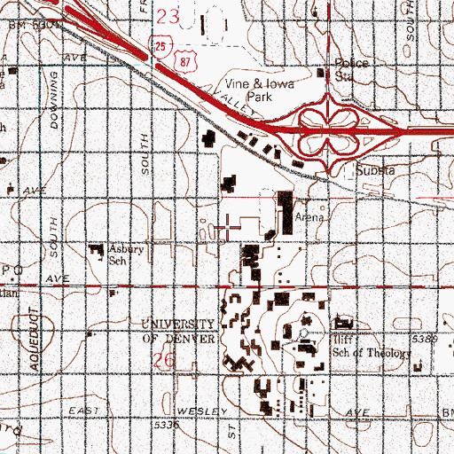Topographic Map of Stapleton Tennis Pavilion, CO