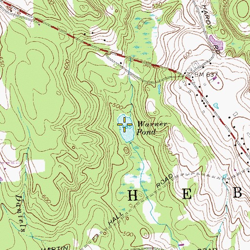 Topographic Map of Warner Pond, CT